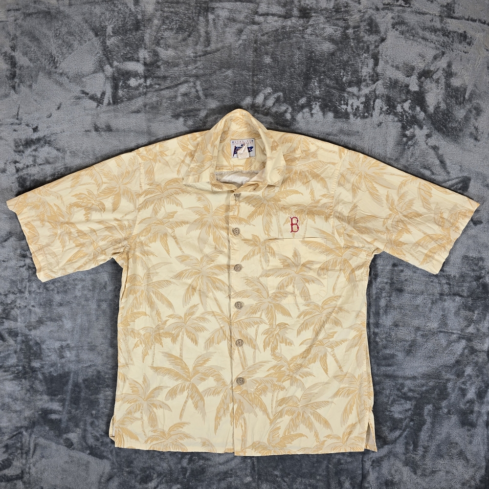 Vintage Reyn Spooner Boston Red Sox Hawaiian Button Up Shirt Sz Medium MLB Palm